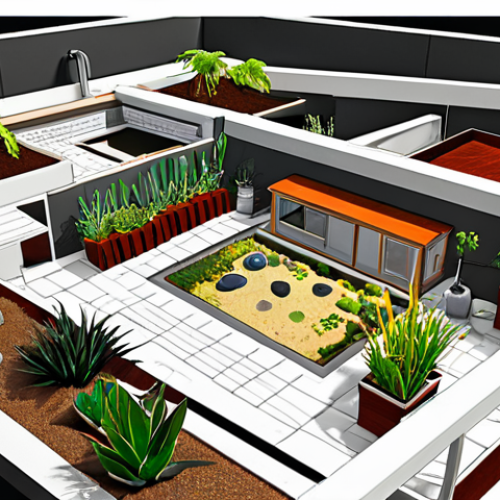 Home 11 **Prompt:** A dynamic scene showcasing a landscape architect immersed in their craft. One half of the image depicts the theoretical phase: a designer at a workstation, with detailed digital plans and sketches of a vibrant, sustainable garden. The other half transitions seamlessly to the practical reality: the same designer on a bustling construction site, amidst newly planted native species, overseeing the implementation of a resilient, water-wise landscape. The lighting should be natural, highlighting the textures of soil, plants, and the blend of human expertise with the raw beauty of nature. The overall mood is one of focused creation and tangible transformation.