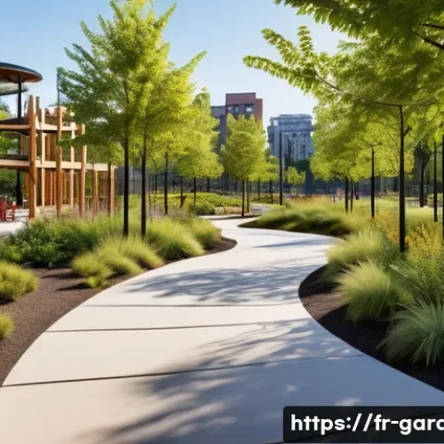 Home 9 원예디자이너 직무 교육 프로그램 - A vibrant urban park designed by a landscape architect, featuring diverse native plant species, wind...